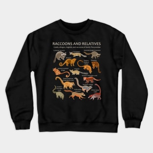 Raccoons and relatives: Coatis, olingos, ringtails, and raccoons of family Procyonidae Crewneck Sweatshirt